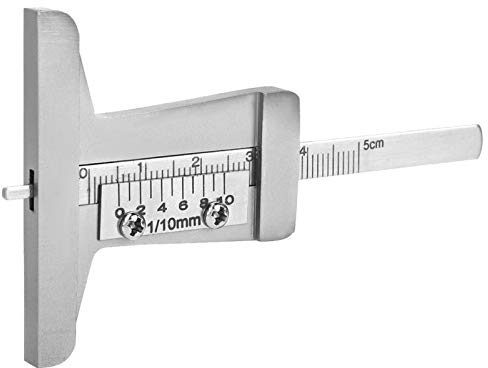 Oumefar Medidor de Profundidad de la Pisada de Rodadura de Neumático de 10mm 0. 1mm de precisión de profundidad de la banda de rodadura de acero inoxidable calibre de profundidad de neumáticos para el