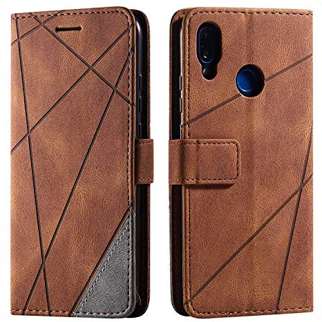 SONWO Cover per Huawei P20 Lite, Flip Caso in PU Pelle Case Cover Portafoglio Custodia per Huawei P20 Lite, [Kickstand] [Slot per Schede], Marrone