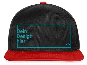 Spreadshirt Personalisierbare Cap Selbst Gestalten mit Foto und Text Wunschmotiv Snapback Cap, One Size, Schwarz/Rot