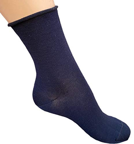 Infinity 6/12 Paia Calzini Donna in Puro Cotone Filo di Scozia Elasticizzato Senza Elastico Taglia 35-40 Calze Donna Made in Italy Altezza Polpaccio (6Paia Blu Alto)