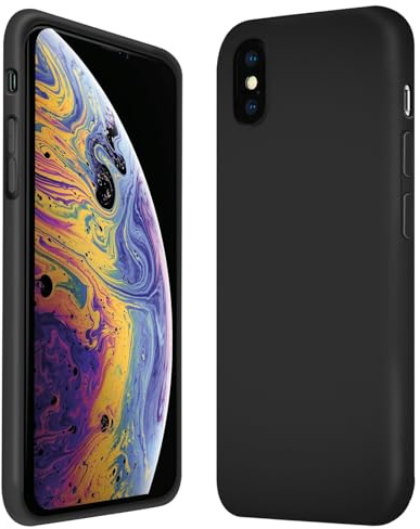 CoolGadget TPU Handyhülle für iPhone X/XS Silikonhülle, farbige TPU Soft Case mit Grip-Oberfläche, kompatibel mit iPhone X/XS (5,8 Zoll), Schwarz