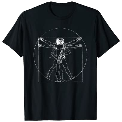 Vitruvian Mann Saxophon Musikspieler Da Vinci Saxophon T-Shirt