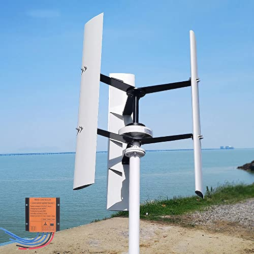 Genway 800W 12V 24V 48V Vertikale Windkraftanlage VAWT Windgenerator Heimgebrauch Windräder 3 Klinge mit MPPT-Laderegler Windturbine für Home Farm