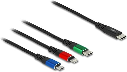 DeLOCK USB Ladekabel 3 in 1 USB Type-C zu Lightning/Micro USB/USB Type-C