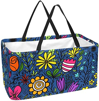 Rechteckiger Einkaufskorb, Wäschekörbe, Stoff, Aufbewahrungsboxen, Blumenmuster, bunt