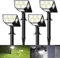 Faretti Solari da Giardino, 63 LED Angolo di Luce a 300° Lampioni Solari da Giardino 3 Livelli di Luminosità, IP67 Impermeabile Luci Solari Esterno Giardino per Cortile Vialetto, Bianco Freddo 4 Pezzi