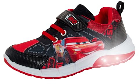 Disney Cars Light Up Sneaker Jungen Lightning McQueen Blinkende Skate Sportschuhe LED Sneaker, rot, 28 EU