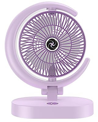 SRGDRR Portable Desk Fan, USB Creative Table Fan with Night Light, 4 Speeds,Cooling Fan for Home Office Bedroom,Purple