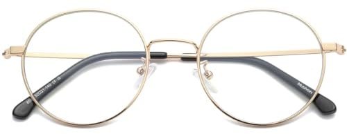 Musivon Blaulichtfilter Brille Damen Herren - Blaufilter Computerbrille Ohne Stärke Metallrahmen Rund