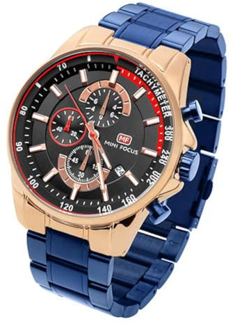 Taffstyle Herren Armbanduhr Edelstahl Wasserdicht Quarz Analog Datum Stopp Stoppuhr Alarm Chronograph Uhr Flieger Sport Fliegeruhr Sportuhr Groß XXL Herrenuhr Männer Blau