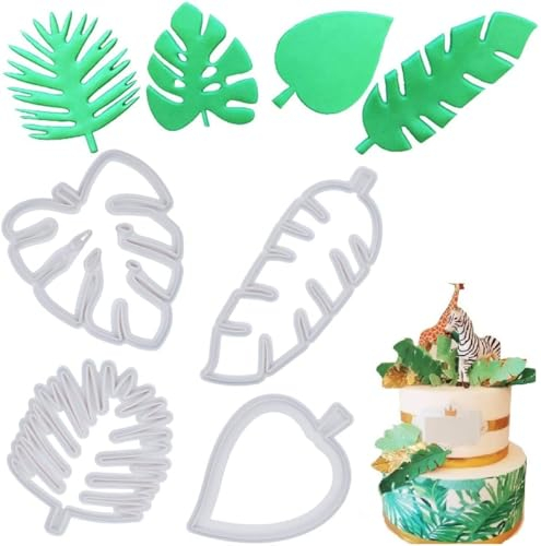 ELINKA Emporte Pièces en Forme de Feuille et Fleur Tropicale pour Pâte à Sucre, Bonbons, Décoration de Gâteaux