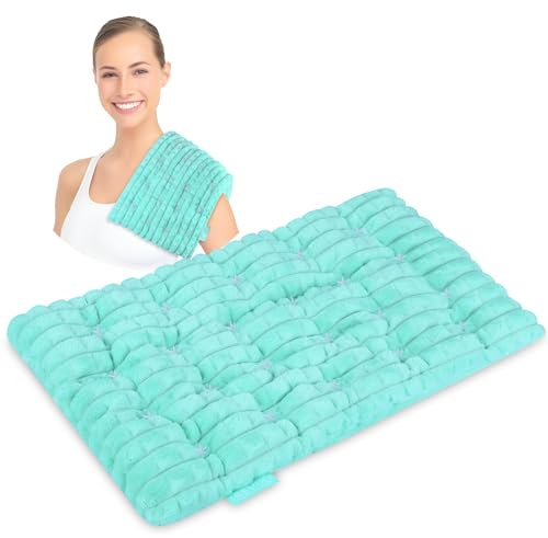 REVIX Microwavable Heating Pads, Moist Heat Pad Microwavable for Back Pain Relief, Flaxseeds Heating Pad Microwave Relieves Sore Muscles, Arthritis, Weighted Bean Bag Warm Compress, 8x14 Green