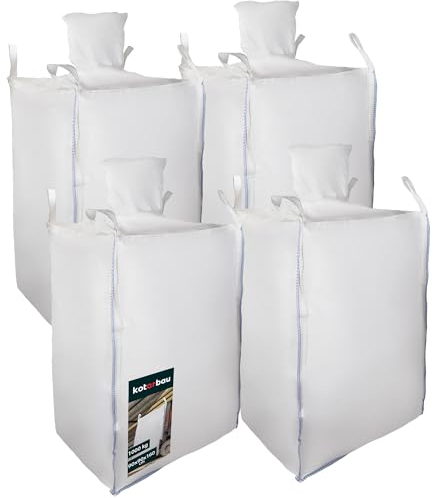 KOTARBAU® Sac Big Bag Vide, Bigbag, Big Bag Bois, Big Bag Gravat, Big Bag Jardin, Sac Gravat Chantier 90 x 90 x 90 cm 500 kg avec trémie de vidange quatre pièces