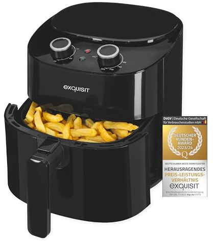 Exquisit Heissluftfriteuse FR6502 sw | 3,5 Liter | 1300 W | Timer | schwarz