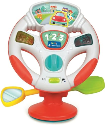 Clementoni Baby Infant Toys - Turn & Drive Activity Wheel - Development & Activity, Interactive Music Toys For Child Seat, Lights & Sounds, Learning Toys, Toddler 6 Months, Batteries Included, 17899