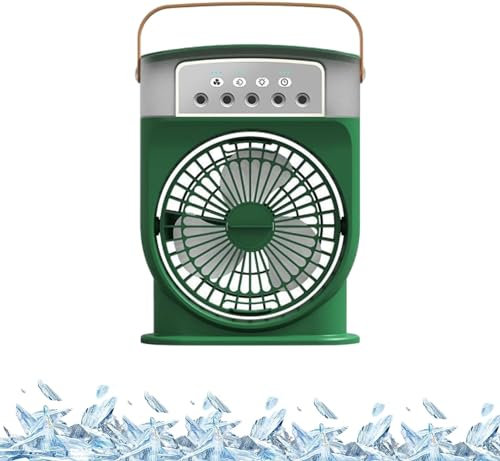 Portable Air Cooler Fan, Ice Fan Air Cooler,cooling Fan with Ice Cooling System Ice Blast Fan, Rechargeable Portable Mini Misting Fan Hat Blow Cold,Portable Air Conditioner Fan (Green)