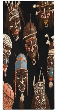 YJWANDO Mikrofaser-Handtücher, afrikanisches Ritual, ethnischer Tribal-Druck, Lanyard-Design, stark saugfähig, Handtücher, Haushaltshandtücher, Wischtuch
