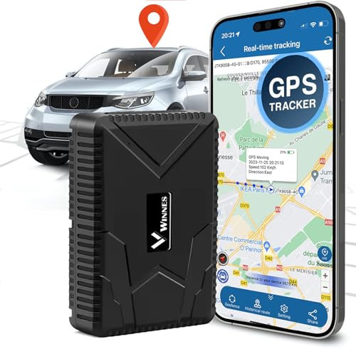 Tracker GPS avec Micro Winnes Traceur GPS Voiture 120 Jours en Veille Positionnement en Temps Réel Traqueur GPS avec Fort Magnétique et étanche IP65 App Gratuite Géolocalisation pour Voiture Moto Vélo