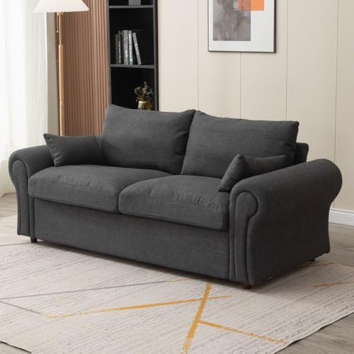 Panana 2/3 Seater Fabric Sofa with Under Storage - Dark Grey Linen, 3 Seater