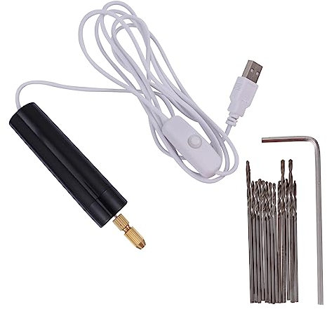 Hoement 15stücke Mini Elektrische Bohrmaschine Tragbar Kabellos Mit Usb Akku Für Holzbearbeitung Und Gravurstift Variable Geschwindigkeiten Geeignet Für Bastler Und Heimwerker
