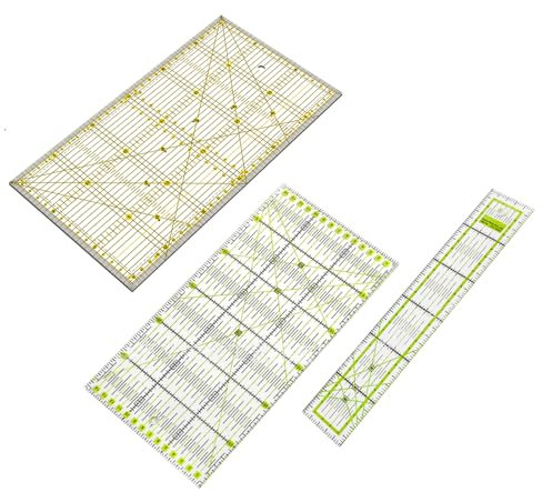 Hugwish 1pcs Schneiderlineal 15x30cm, Schneidelineal, Patchwork Lineal, Nähzubehör Lineal, Lineal Nähen, Schneider Lineal, Quilt Lineal Mit Raster Und Winkelanzeige (transparent, 15 x 30 cm TYPE-A)