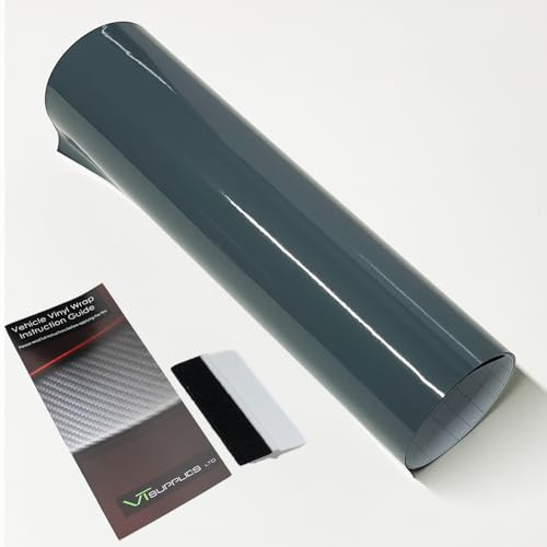 Gloss Car Vinyl Wrap [Self Adhesive Air Release Film] with Squeegee Tool - Outdoor Rated for Car Automotive Use (Grey, 30 x 152cm)