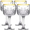 Queensway Home & Dining Cocktail Goblet Set of 4-490ml Vintage Glassware with Gold Rim for Mixers & Martinis – Elegant Cut Design, Perfect for Special Occasions