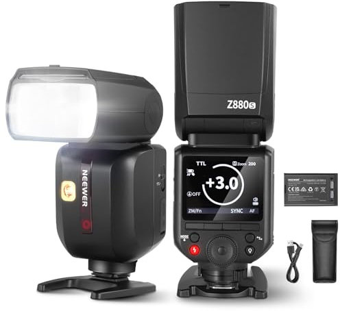NEEWER Z880-S 2,4G 76W TTL Kamera Blitz Speedlite Flash Kompatibel mit Sony Benutzeroberfläche Modellierlicht TTL/M Schnellschalter TCM Taste, 1/8000s HSS 7,2V/3000mAh Akku 600 Volle Leistung Blitze