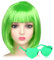 iZoeL Bob Perücke Kurze Bob Wig Damen Grün Haar Perücken Gerade mit Flach Pony 80er 70er Jahre Perücke Brille Karneval Fasching Cosplay Perücke
