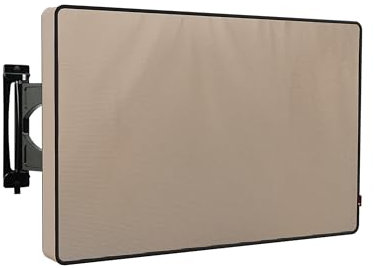 iBirdie Outdoor TV Cover 48 to 50 inch Weatherproof, Cover Size 47.5L x 30H, Waterproof for Outside Flat Screen 48 to 50 inch TV, Light Brown 600D Thick Fabric Screen Protector with Bottom