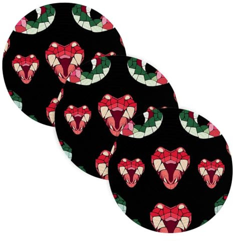 3 Pcs Non Slip Trivet for Hot Pots and Pans 15in Cotton Thread Weave Pots Pans Set Holder for Stove Kitchen Aid Diamonds Snake Black