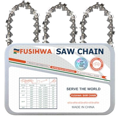 FUSIHWA Chainsaw Chain 20 Inch .325 Pitch .058 Gauge 76 Drive Links Fits Blue Max 53543, 8901, 8902(3 Chains)