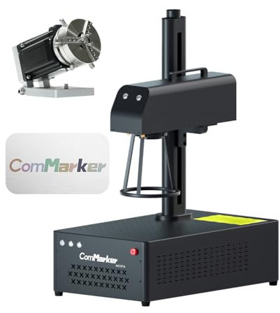 ComMarker B4 60W JPT Mopa Fiber Laser Engraving Machine with Rotary Axis,Support Lightburn Laser Engraver with 2Lens,2in1 Desktop Handheld Color Marking Machine for Stainless Steel,Ring,Tumbler