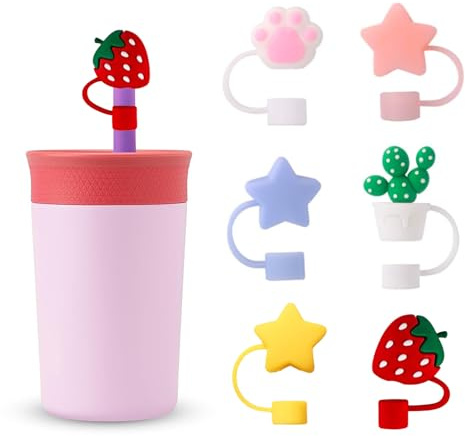 6pcs Straw Cover Cap for Owala Kids Cup, Dust-Proof Drinking Silicone Straws Reusable Straws Tips Lids,12mm 0.47in Lid Accessories (6pcs)