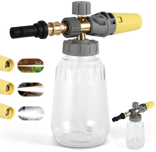 Miawtro Snow Foam lance Compatible with Karcher K2-K7, 1000ML Snow Foam Cannon gun with 1/4 Inch Quick Connector,car foam sprayer with 0-120° Adjustable Nozzle Foams Level for Cleaning Various Vehicle