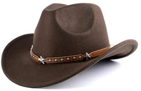 Ausune Männer und Frauen Western Cowboy Hüte, Western Hüte sind Feiertagskostüme, Karneval und Mottopartys, Kaffee