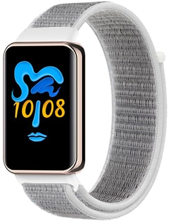 Lonkenn Nylon Armband Kompatibel mit HONOR Band 9/Band 10, Ersatzarmbänd, Geflochten Dehnbarer Sport Klett Armbänder, Sport Verstellbare Uhrenarmbänder-Weiß