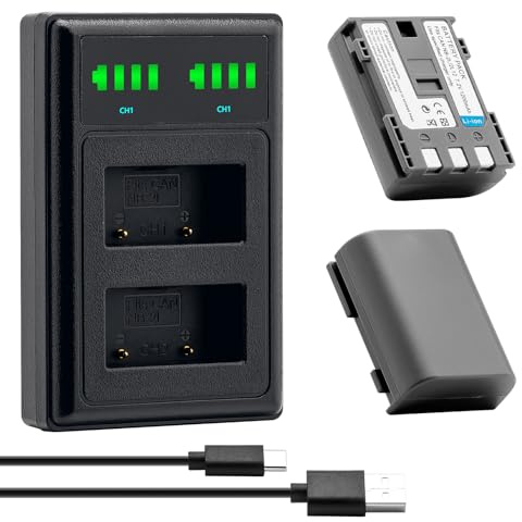 BCMCZCDC Pack of 2 NB-2L NB-2LH Battery + Dual USB Charger for Canon EOS 350D 400D MD265 MV960 PowerShot G7 G9 S70 S80 ZR950 ZR960 HG10 HV40 Cameras