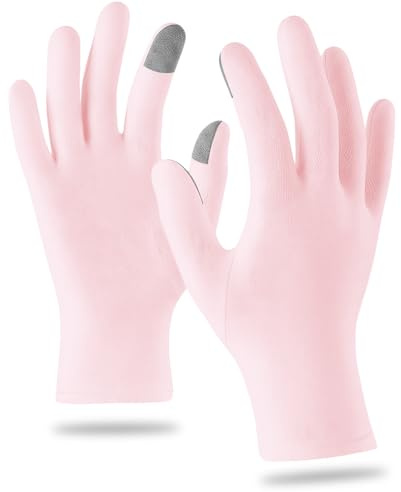 Cotton Gloves, Touchscreen Gloves Hand Care Protect for Adults Daily and Eczema（Pink）