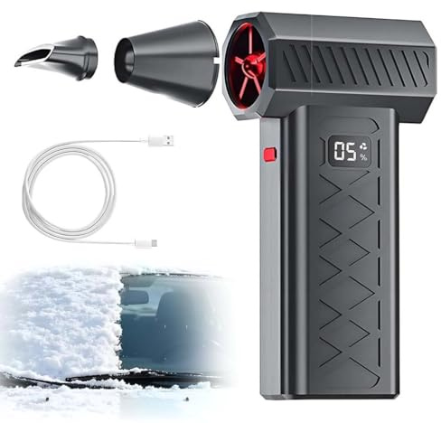 Mini Turbo Snow Blower, Led Turbo Snow Blower, 130,000 U/min Elektrische Staubgebläse, 6-Gang Wiederaufladbar Schneefräse mit Anzeige & LED Licht, Druckluft-Staubwedel mit 6000mAh Akku (Schwarz)