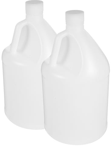 TOYANDONA 2pcs 4l White Water Storage Jugs with Lids, Refillable Gallon Containers for Water, Juice, and Drinks, Multi-Purpose Large Capacity Plastic Gallon Dispensers for Kitchen