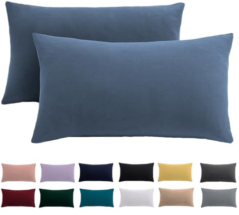 Beqnat Kissenbezug 40 x 80 2er Set, Kopfkissenbezug Hellblau | 100% Mikrofaser Kopfkissenbezug 40x80 mit Reißverschluss, Weich Kissenhülle Für Kissen, Bügelfrei & Knitterfrei, Waschbar