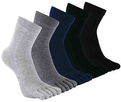 CaiDieNu Männer Baumwoll Sport laufende Herren Zehensocken Fünf Finger Anti Rutsch Besatzung Liner Socken, Eur 39-44