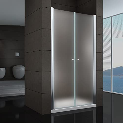 Porte de douche 136x185 cm verre opaque - ajustable de 136 à 140 cm