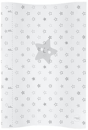 Ceba Baby Wickelauflage Wickelunterlage Wickeltischauflage 2 Keil 70x50 cm Abwaschbar - Graue Sterne 70 x 50 cm