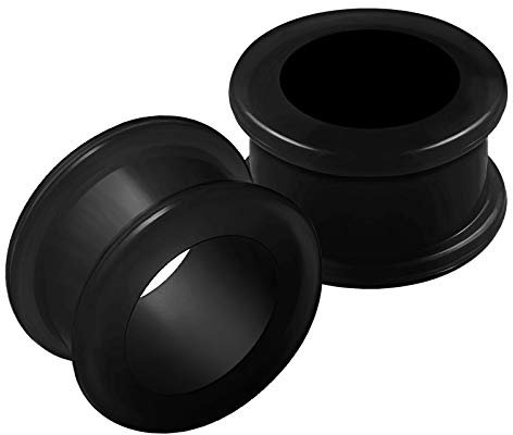 KJM FASHION 2PCS Silicone Black 11/16 inch Double Flared Saddle Earring Ear Ring Stretcher Lobe Gauge Tunnel Plug Piercing Jewellery 2608