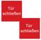2x Aufkleber für Taster Schalter Brandschutztür Feststellanlage Tür schließen 52x52mm made by MBS-SIGNS in Germany