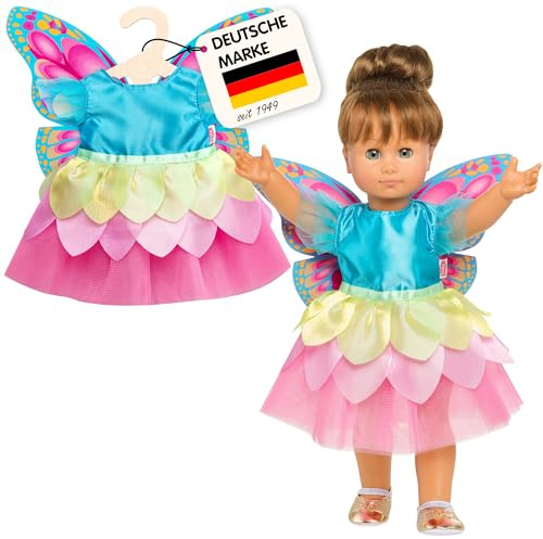 Heless 1030 - Feenkleid für Puppen im Schmetterling-Design, Größe 28-35 cm