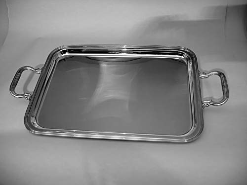 Generico Vassoio Rettangolare 35X25 cm. Stile Inglese con Manici Argento 800 (Argento 800)