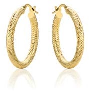 PRINS JEWELS 14 Karat 585 Gold Creolen Diamantiert Italienisch Ohrringe Gelbgold (20)